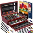 thumbnail image 2 of 175pcs Deluxe Art Set With 2 Drawing Pads, Crayons, Acrylic Paints, Colored Pencils Set In Wooden Case, Professional Art Kit, Paint Supplies, Gift, Christmas & Halloween, Back To School, 2 of 12