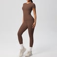 thumbnail image 2 of Telankuip 2 Piece Workout Sets for Women Solid Color Slim Fitted Breathable Athletic T-Shirt and High Waist Leggings Stretchy Comfy Seamless Yoga Running Gym Outfits 2026 Coffee XL, 2 of 5