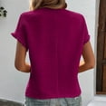 thumbnail image 4 of Stichou Womens 2026 Summer Outfit Short Sleeve Tops Round Neck Ruffle Casual Summer Textured Work T Shirts Tee Blouse Hot Pink M, 4 of 6