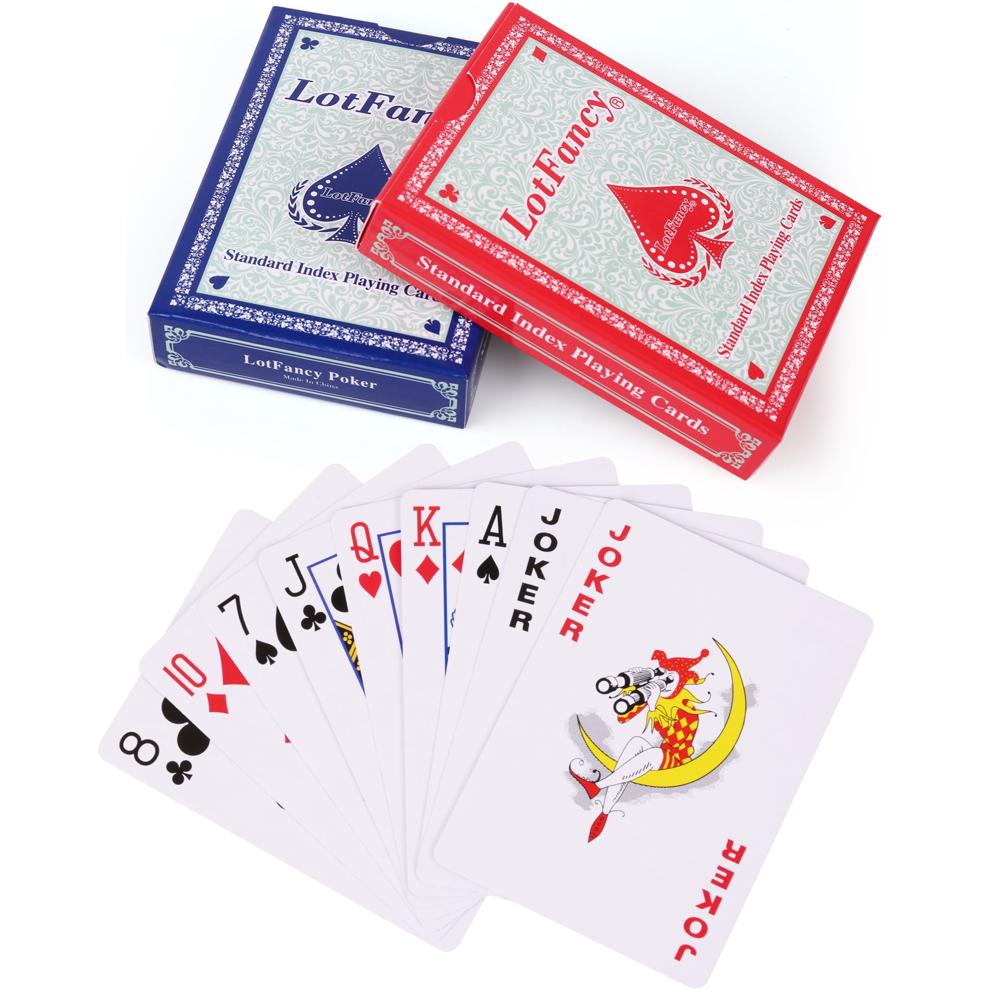 2 Jokers Professional Style Standard Plastic Coated Poker Size 52 Playing Cards 