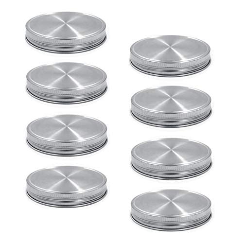 8pcs Pack 304 Stainless Steel Wide Mouth Mason Jar Lids Storage Caps
