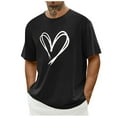 thumbnail image 1 of Tops para hombre, blusas y camisas de cuello redondo y manga corta para hombre. Camiseta/camisa informal de cuello redondo y manga corta con estampado de corazones para hombre. Tops de poliéster para, 1 of 4