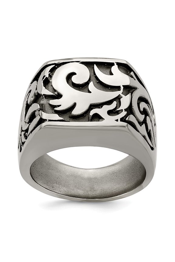 Grey Titanium Ring Band Signet Edward Mirell Casted Design