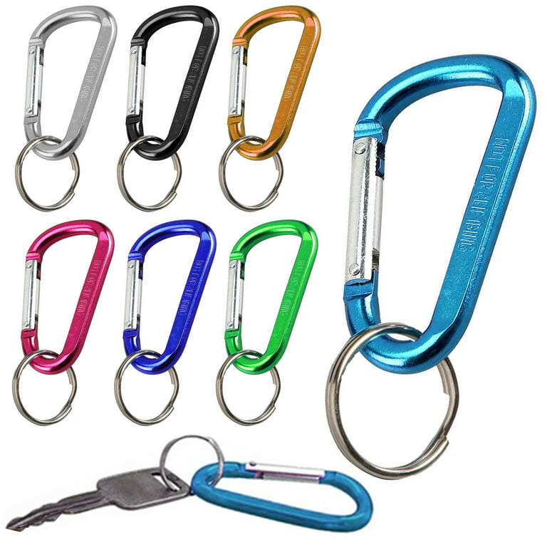 AllTopBargains 24 Lot Aluminum Snap Hook Carabiner D-Ring Key Chain Clip Keychain Hiking 2-3/8