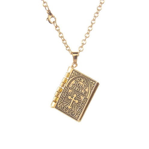 Collar de Oro Cadena Flip Libro Colgante Oración Del Señor Personalizado de Moda 26-28 Pulgadas Cadena de Hip Hop para Hombres Mujeres