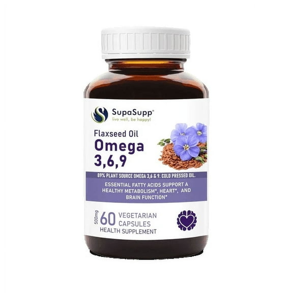 Sri Sri Tattva Omega 3 6 9 Flaxseed Oil Capsules Vegetarian Supplement, 60 Count