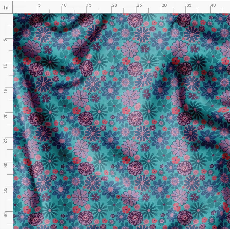Soimoi Lightweight Cotton Voile Fabric, Blue- Floral Print, Unstitched Material- 42 Inch Width, Ideal For Making Summer Dresses, Blouses, Scarves, Sheer Curtains, Garment Linings, 1 Yard