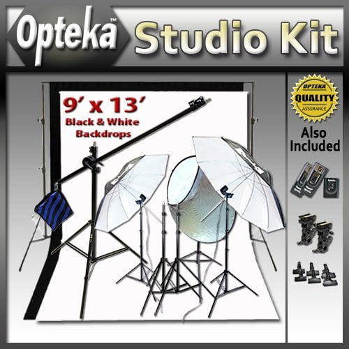 Opteka Portrait Studio Starter Kit with HeavyDuty Photo Backdrop Support System, Black and