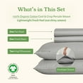 thumbnail image 2 of California Design Den California King, 100% Organic Cotton Sheets - Percale Sheets - Soft, Crisp Sheets, Deep Pockets, 4 Piece Bed Sheet Set, Light Grey, 2 of 8