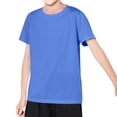 thumbnail image 2 of CQONEPT Girls Athletic Short Sleeve T Shirts Teen Crewneck Quick Dry Performance Sports Solid Color Tops Tees Blue 6-7Years, 2 of 5