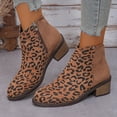 thumbnail image 2 of Leozcaa Women Booties Stacked Chunky Heel Leopard Ankle Boots Slip on Western Low Heel Chelsea Boots, 2 of 8