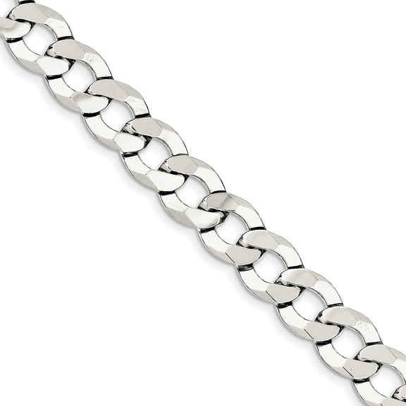 Sterling Silver 11.75mm Close Link Flat Curb Chain Bracelet - 27.0 Grams - 8 Inch