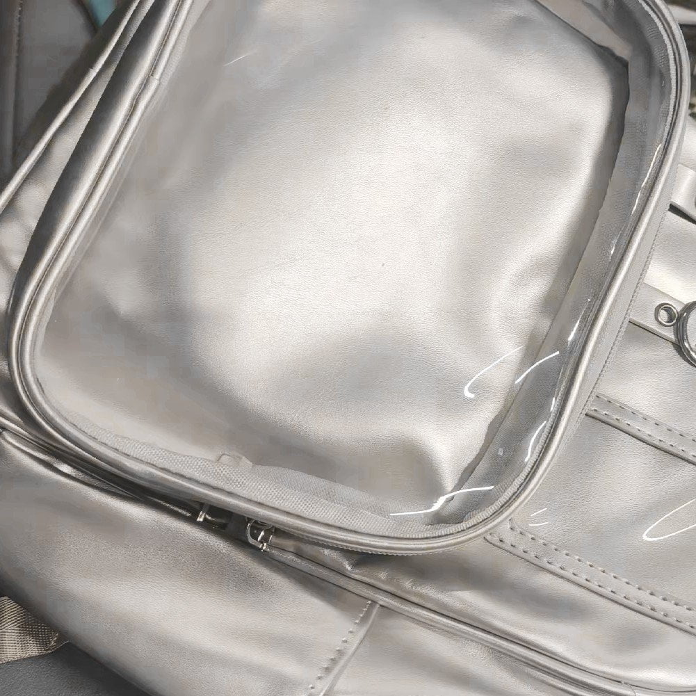 Vjnyvs Mini Transparent Backpack Pin Display Bags Lolita Shoulder Bag with Clear Window Casual Rucksack for Work Travel Sports