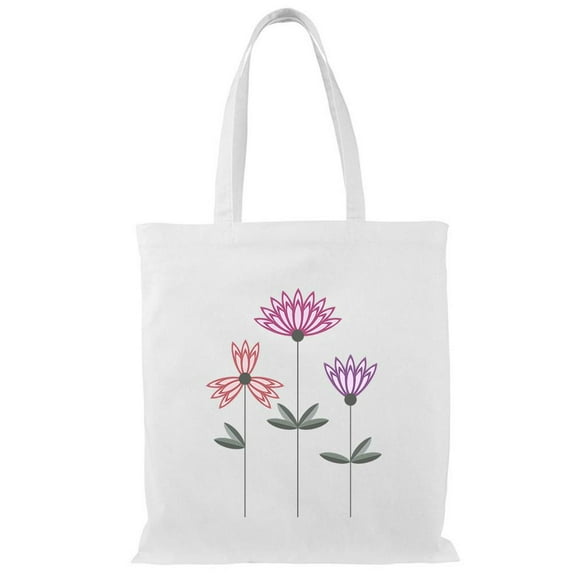 Smartprints Simple Geometric Flowers Tote Bag - Image by Shutterstock, One Size Cotton Canvas Tote Bag