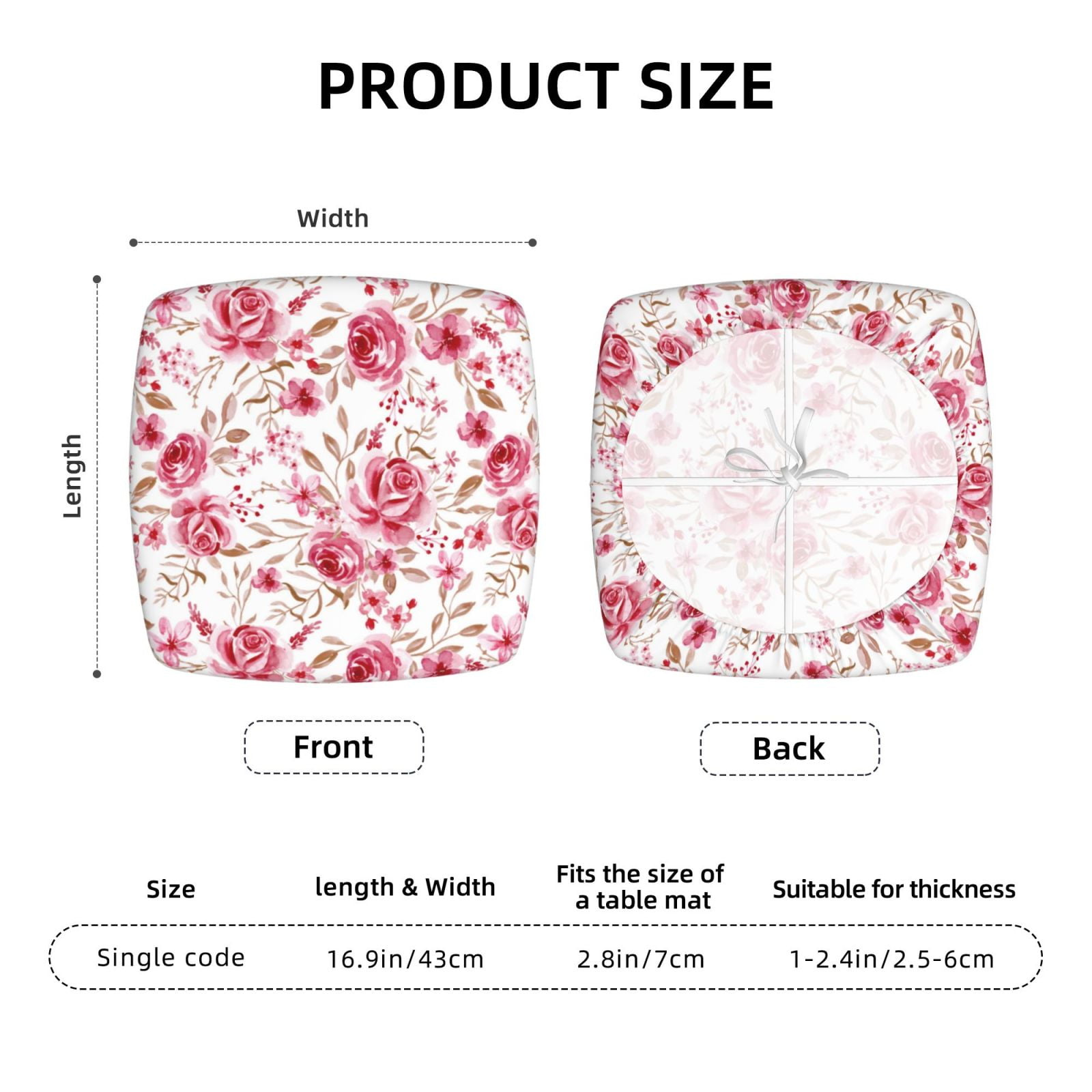 Picia Rose Flowers Square Couch Cushion Covers,Magic Sofa Covers Washable,Stretch Couch Covers-16.9in