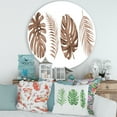 thumbnail image 2 of Designart 'Tropical Palm and Monstera Leaf In Terracotta' Traditional Circle Metal Wall Art 36x36 - Disc of 36, 2 of 5