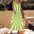 thumbnail image 3 of Bright Green And White Sunburst Sleeveless Dress Dresses Women Summer Women's Summer Clothing, 3 of 9