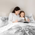 thumbnail image 4 of Manfei Gray Bow Pearl Princess Queen Comforter Set for Girls, Cute Ribbon Bedding Comforter Set, Reversible, 3-Piece, 4 of 6