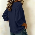 thumbnail image 6 of yoeyez Womens 3/4 Sleeve Length Tops Cotton Gauze V Neck Tshirts Casual Loose Fit Classic Tunic Tee Fall Fashion 2026 Going Out Top Navy,XL, 6 of 6