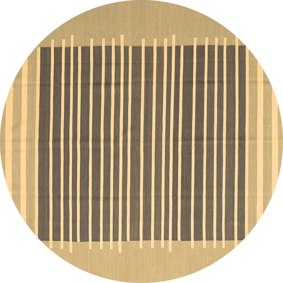 Ahgly Company Indoor Round Abstract Brown Contemporary Area Rugs, 8' Round