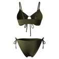 thumbnail image 5 of Women's Triangle Bikini Set Tie Front Top Two Side Tie High Waist Bottom Two Piece Swimsuit For Beach(Army Green,S), 5 of 6