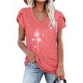 thumbnail image 2 of Blusa informal con estampado de manga corta y cuello en V de verano para mujer con estilo OAVQHLG3B Store  lin121212, 2 of 4