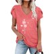 thumbnail image 2 of Blusa informal con estampado de manga corta y cuello en V de verano para mujer con estilo OAVQHLG3B Store  lin121212, 2 of 4