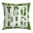 thumbnail image 1 of Green Throw Pillow Cushion Cover, Perennial Shrubs Evergreen Exotic Dreamy Palm Leaves Romance Plants Illustration, Decorative Square Accent Pillow Case, 18 X 18 Inches, Olive Green, by Ambesonne, 1 of 2