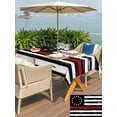 thumbnail image 5 of Outdoor Tablecloth with Umbrella Hole for Patio/Picnic/Party/Camping, Red American Flag Waterproof Table Cloth Rectangle Table Cover Washable, Vintage USA Flag Stars (60"x 102"), 5 of 9