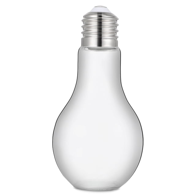 Botella de vidrio FENICAL de 500 ml con forma de bombilla, vasos novedosos para bebidas, regalos de fiesta para bebidas, cervezas y cócteles (color de luz aleatorio)