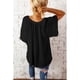 thumbnail image 4 of Blusa holgada con cuello en V y manga corta acampanada, color puro, plisada, para mujer, verano, negro, M, 4 of 6