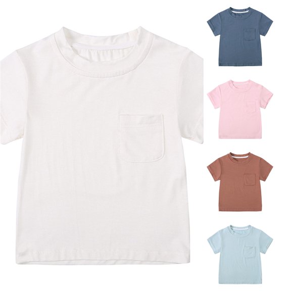 Summer Boys Girls Short Sleeve Solid Prints T Shirt Tops Clothes Kid Tee 0-3 Months