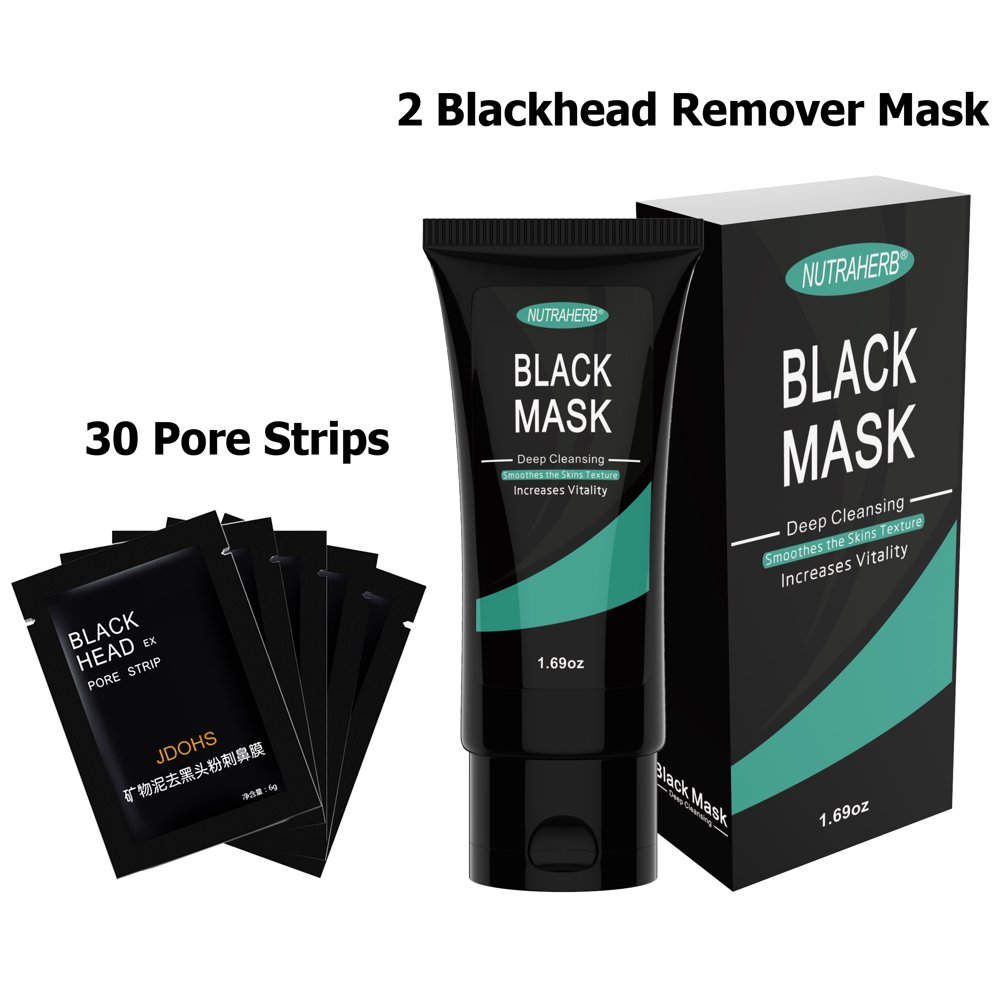 Blackhead Remover Mask (2 Blackhead Mask + 30 Pore Strips) Great Peel