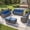 6PCS-Sofas & Swivel Chairs & Ottomans, variant on Opohoro 73.2" Outdoor Wicker 3-Seat Sofa, Weather Resistant Rattan Patio Furniture with Deep Seat for Deck Backyard Porch,Gray/Blue