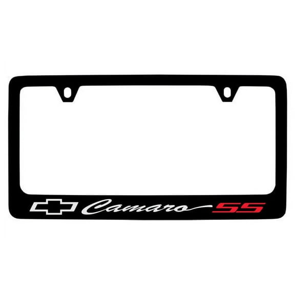 Chevrolet Camaro SS Black Coated Metal License Plate Frame Holder
