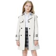 thumbnail image 1 of Gabardina Betusline para mujer, doble botonadura, resistente al viento, color blanco, 1 of 7