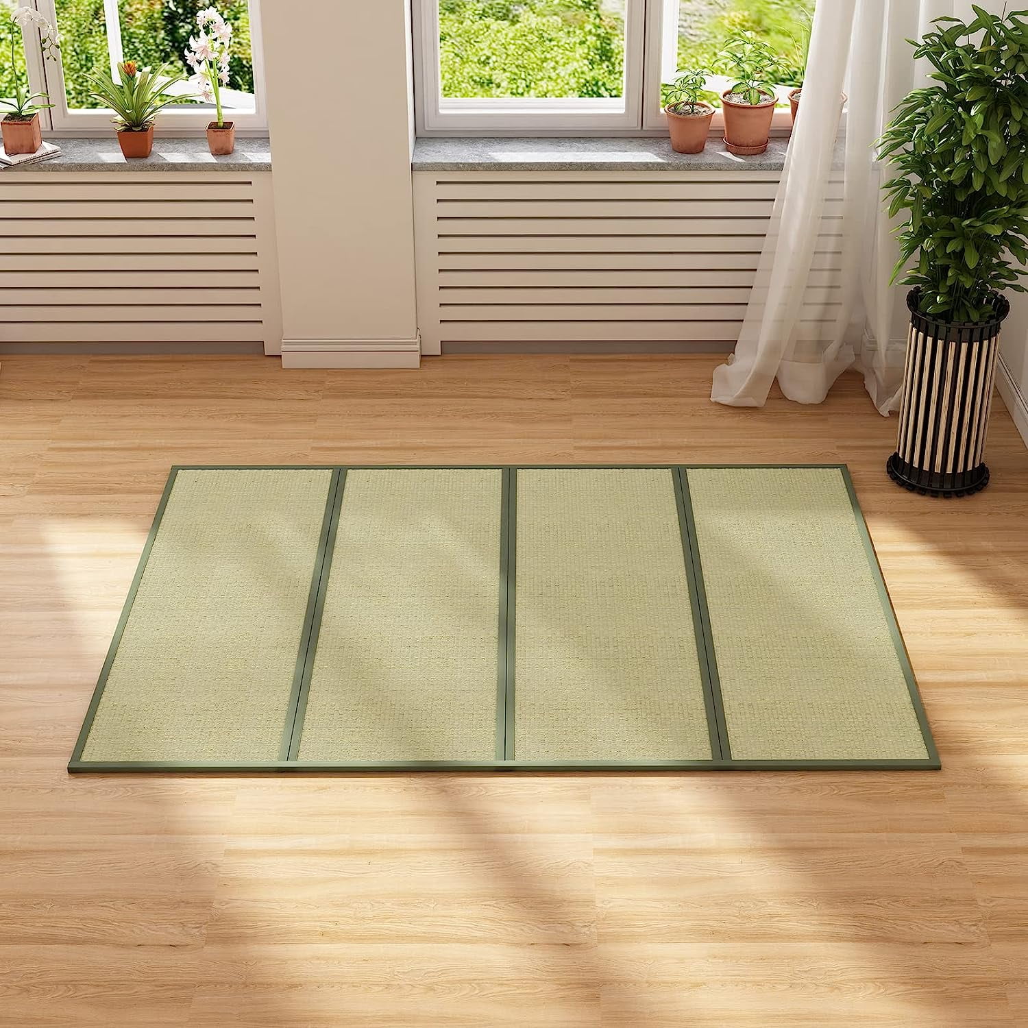 Mjkone Twin Size Tatami mat, Natural Grass Tatami,Folding Japanese