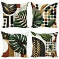 thumbnail image 5 of Ambesonne Mid Century Modern Throw Pillow Cover 4 Pack, Monstera Dots, 18", Green Rust and Camel, 5 of 5