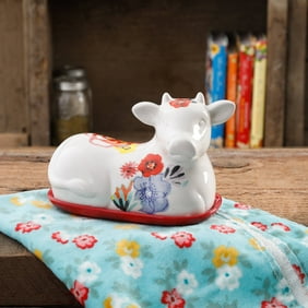 The Pioneer Woman Flea Market Decorated 6.5" Cow Butter Dish