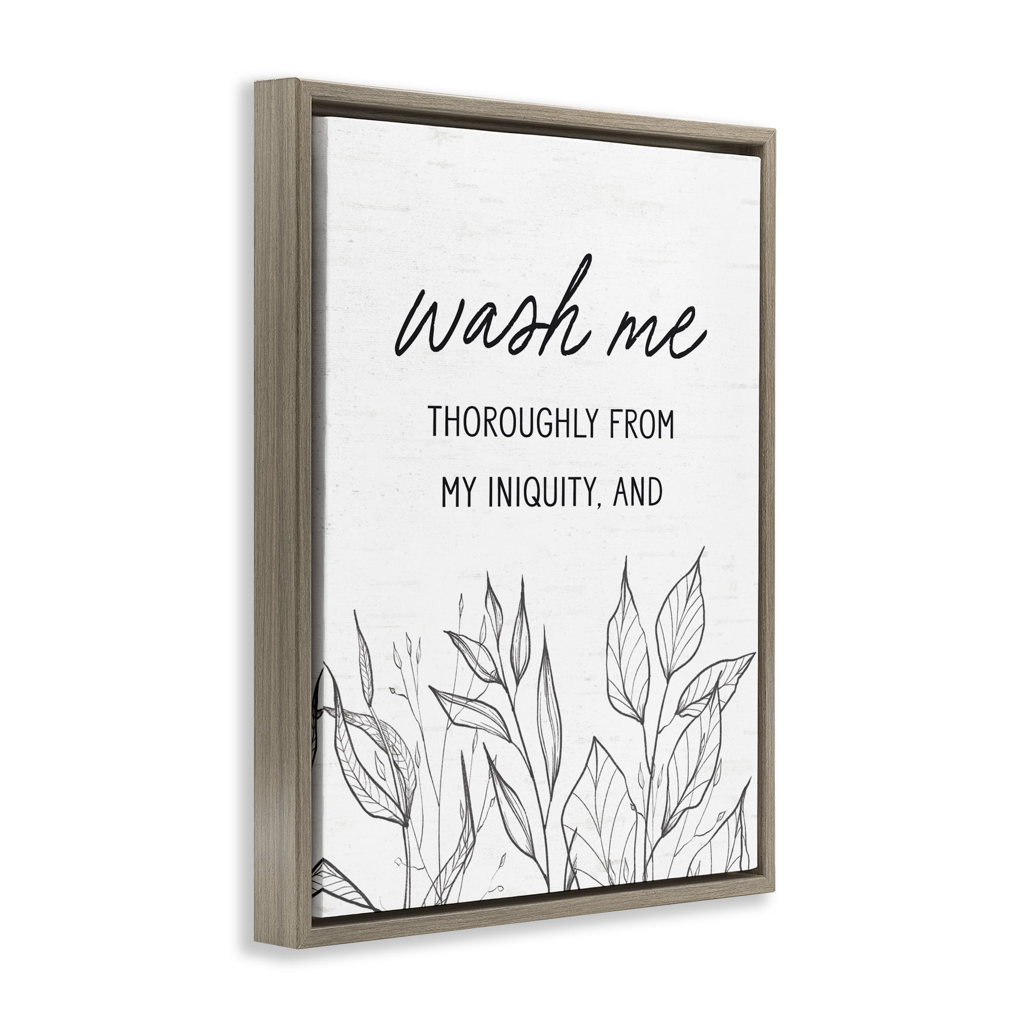 Wash Me Thoroughly Scripture Brown Framed Floater Canvas Wall Art, design by Lettered and Lined
