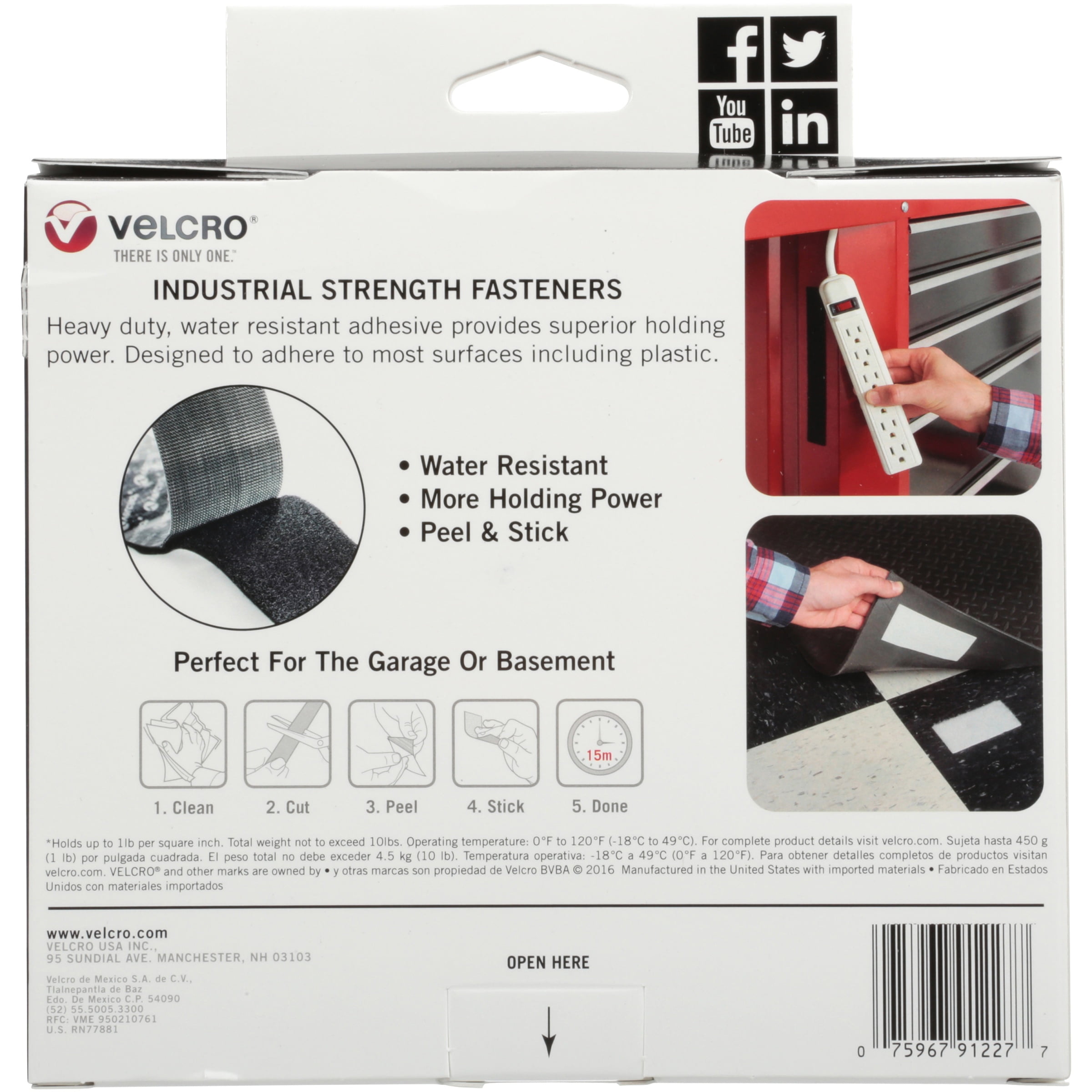 Velcro Brand Industrial Strength, 15' x 2 Tape, Black