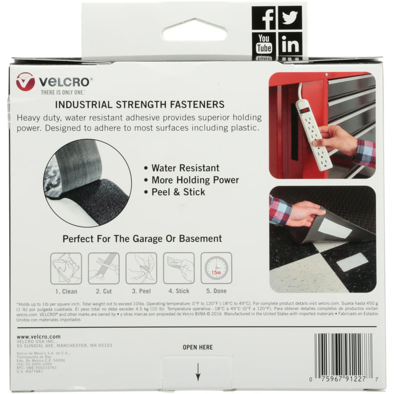 Velco Industrial Strength Sticky Back Strips (2 4 x 2 Black) - 075967902001
