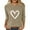 Khaki, variant on YUGYXL Womens 3/4 Sleeve Crew Neck T-Shirts Valentine's Day Spring Shirts Love Heart Printed Graphic Tees White M