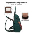 thumbnail image 3 of Mochila para portátil FADEON Leather Travel Green para mujer 15.6 pulgadas, 3 of 9
