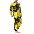 thumbnail image 2 of Hirioo Geometric Pattern with Bee for Men's Pajama Sets 2 Piece Pjs Men's Long-Sleeved Pajama Set Button Down Sleepwear,S-XXL-Large, 2 of 7