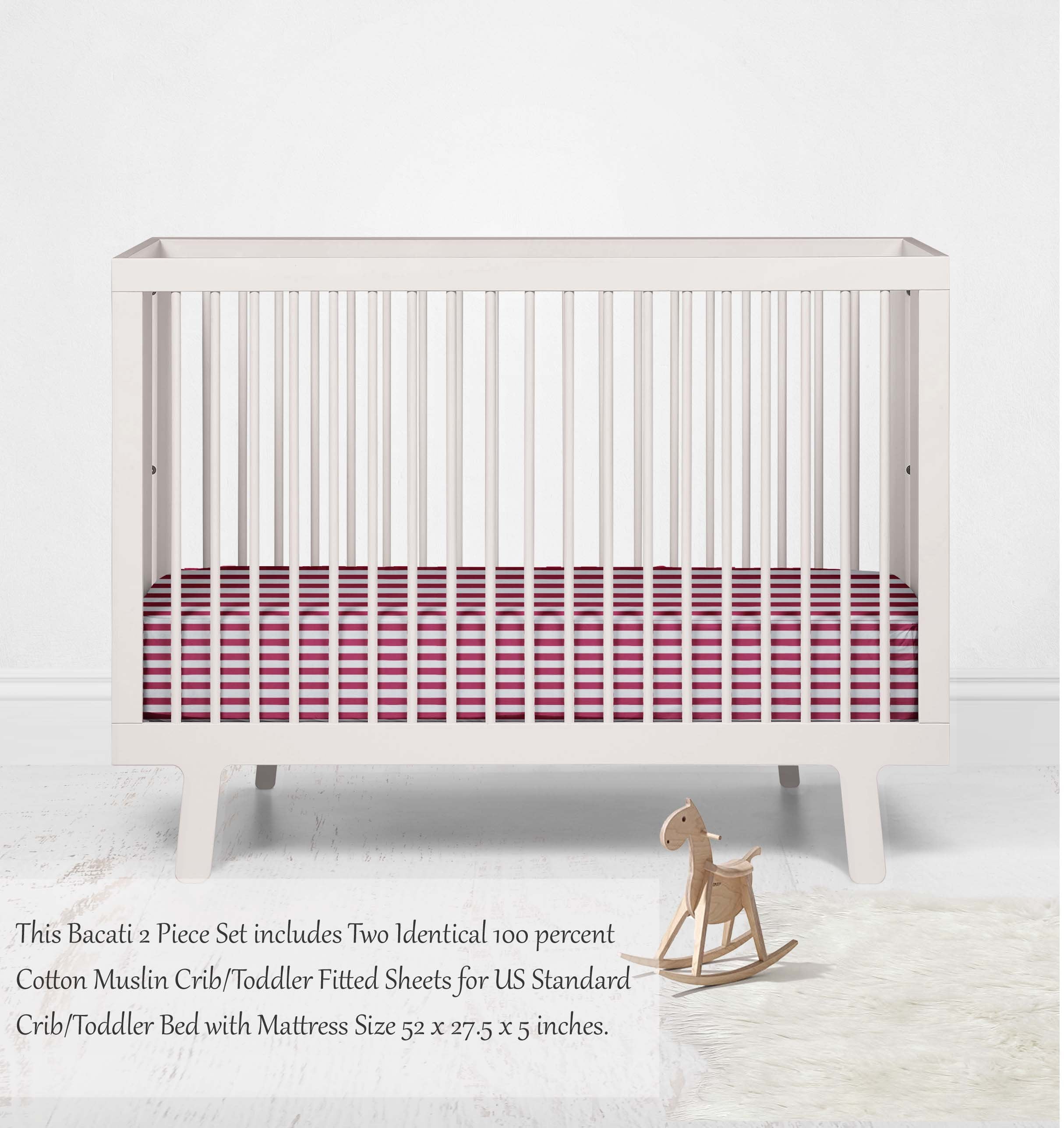 Pin Stripes 100% Cotton Percale Crib or Toddler Bed Fitted Sheet
