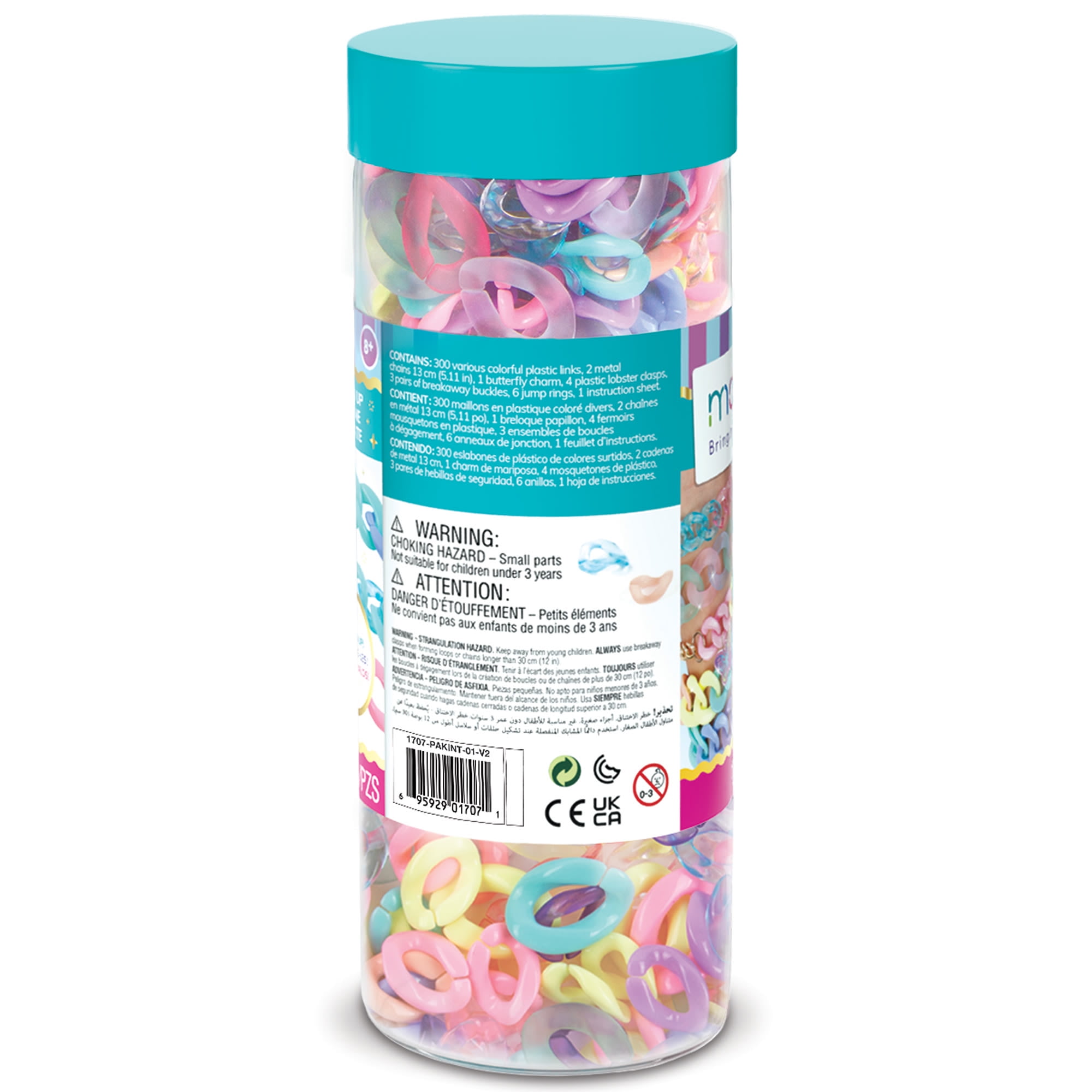 Make It Real: All Linked up Pastel DIY Jewelry Kit - Create Link Bracelets Necklaces & More, 317 Pieces, Colorful Plastic Links, Tweens & Girls Ages 8+