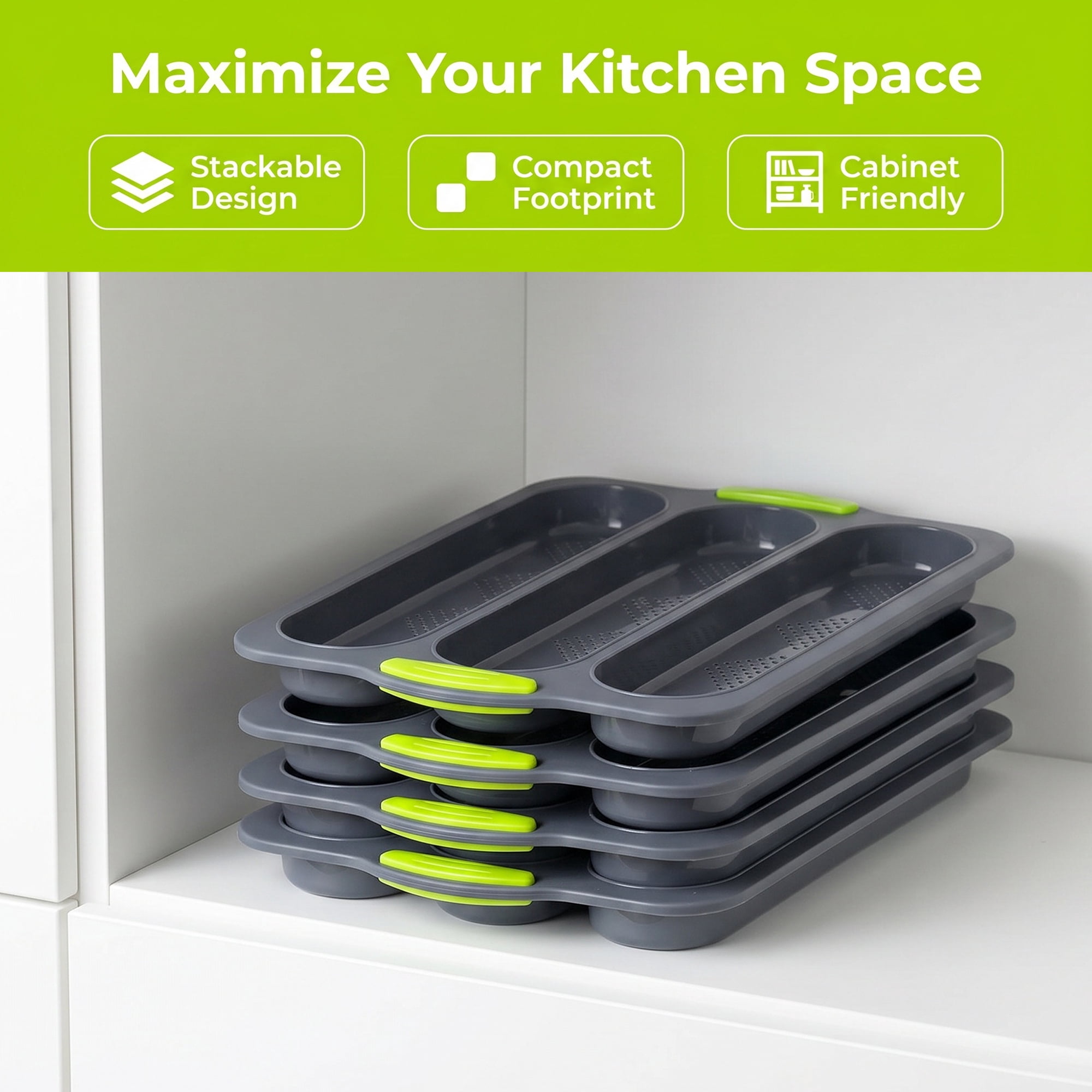 Unique Bargains Baking Pan 3-Loaf Speckled Ventilated Tray with Handles Gray 13"x9.1"x1"
