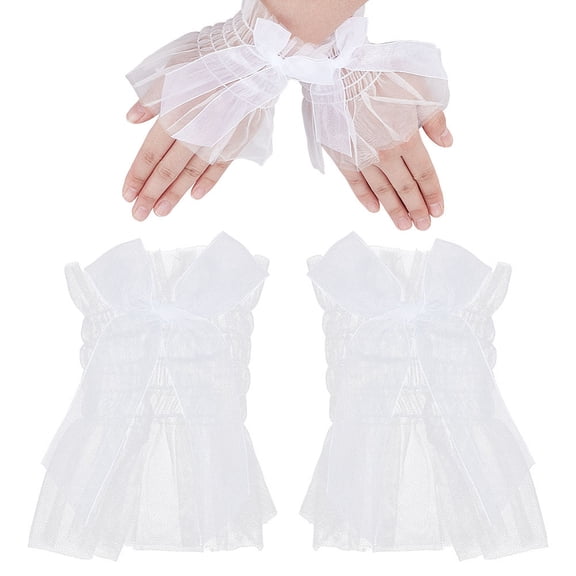 Bowknot Nylon Lace Sleeves False Sleeves Wrist Cuff Garment Accessories White 130x90~100x5mm