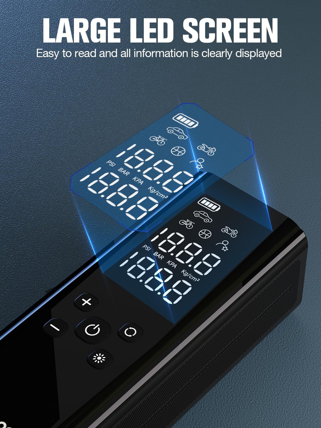 GOOLOO GT150 Cordless Tire Inflator, 7500mAh 150 PSI Air Compressor, Digital Pressure Gauge, Auto Shut-Off, Emergency LED Light, Compact Air Pump for Car & Bike